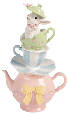 Produktbild von Clayre & Eef Dekorationsfigur Kaninchen 16x13x26 cm Weiß Kunststoff