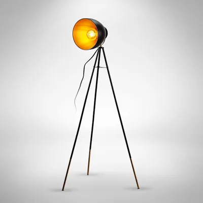 Produktbild von Stehleuchte Retro Design Stehlampe Vintage Standleuchte Metall schwarz gold E27