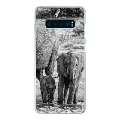 Produktbild von MuchoWow® Handyhülle Schutzhülle Hülle für Samsung Galaxy S10 Plus Elefant - Wasser - Tiere - Schwarz - Weiß Silikon Softcase Handy Hülle - Schutzhülle