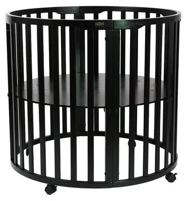 Produktbild von Novi Nooni Laufgitter rund 90 cm, schwarz, höhenverstellbar (3 Stufen), mit Rollen, ab Geburt, modernes Design