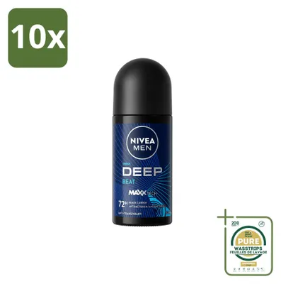 Obrázok produktu pre 10 kusov deodorantu NIVEA MEN Deep Beat, roller, 50 ml – balenie