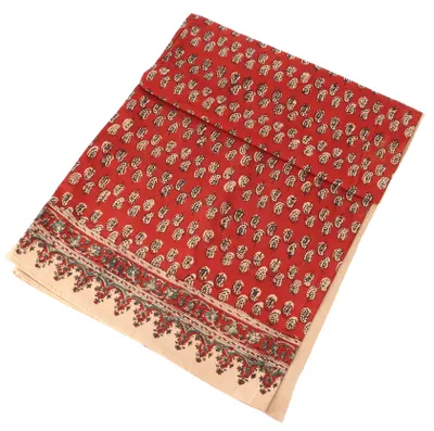 Produktbild von Blockdruck Tagesdecke, Bett & Sofaüberwurf, Handgearbeiteter Wandbehang, Wandtuch - Design 31, Rot, Baumwolle, Größe: Double 225*275 cm