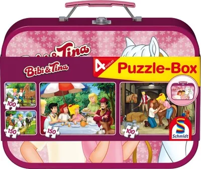 Produktbild von 2 x 100 + 2 x 150 Teile Schmidt Spiele Kinder Puzzle Bibi & Tina Koffer 56509