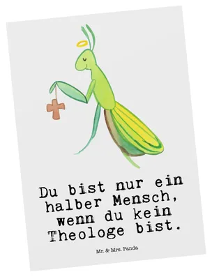 Produktbild von Mr. & Mrs. Panda bildkarte Theologe Herz - Weiß - Geschenk, Grußkarte, Ansichtskarte, Ansichtskarten, Postkarte, Kunstkarten, Postkarten