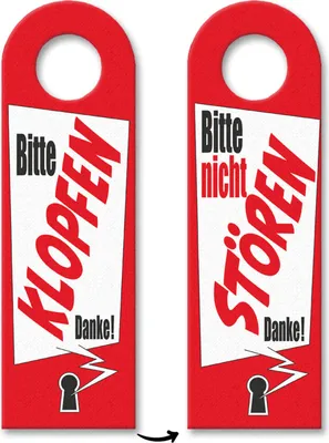 Produktbild von Bitte nicht stören oder klopfen Türhänger mit Schlüsselloch Motiv in rot