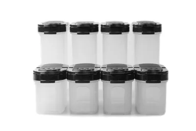 Produktbild von TUPPERWARE Gewürz-Riese 270 ml (4) schwarz + Zwerge 120 ml (4) schwarz Gewürz Behälter