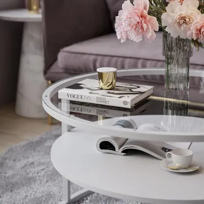 Produktbild von Runder Couchtisch CIRI GLASS mit Ablage