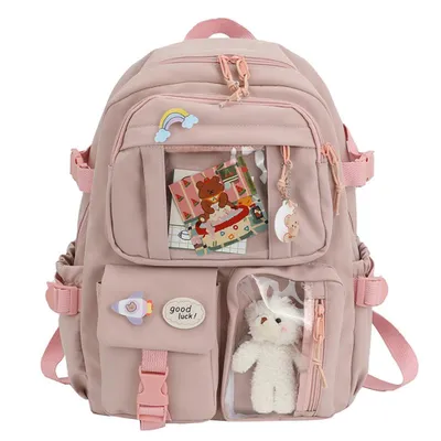 Image de Sac à dos kawaii, grande capacité, adorable sac à dos ourson accessoire pour l'école, plusieurs poches, sac d'école japonais pour les adolescentes
