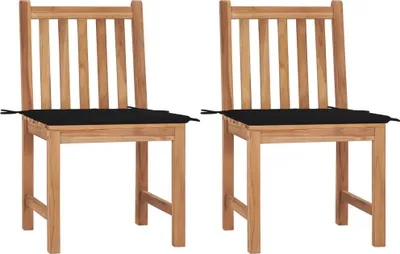 Produktbild von Gartenstühle 2 Stk. mit Kissen Massivholz Teak
