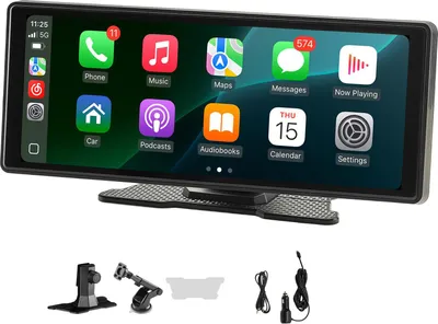 Zdjęcie produktu dla SucceBuy – bezprzewodowe radio samochodowe (254 mm), przenośne radio z ekranem dotykowym, kompatybilne z Apple CarPlay i Android Auto, ekran samochodowy z obsługą głosową, funkcją Mirror Link, Bluetooth i nawigacją GPS