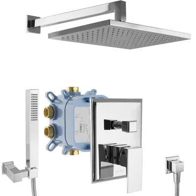 Produktbild von PaulGurkes Regendusche Duschsystem Unterputz eckig Duscharmatur Set Duschkopf