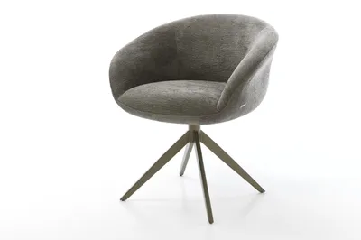 Produktbild von DELIFE Drehstuhl Vinka-Flex mit Armlehnen Bouclé Soft Schlamm Kreuzgestell breit Effektfinish Titan 360° drehbar Wippfunktion Taschenfederkern