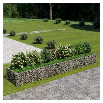 Produktbild von Gabionen-Hochbeet aus verzinktem Stahl 450×90×50 cm, Pflanzkübel, Kräuterbeet, Hochbeete-Set, Pflanztrog, Vertikalbeet, Pflanzgefäße