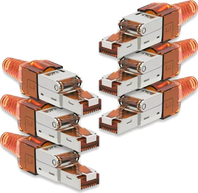 Produktbild von 6x Netzwerk Stecker CAT 7 Werkzeuglos RJ45 CAT7 Netzwerkstecker Netzwerkkabel