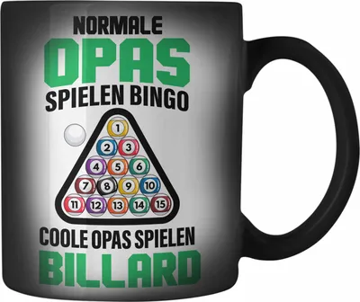 Produktbild von Trendation - Billard Opa Farbwechsel Zauber-Tasse Geschenk Billardspieler Geschenkidee Karabiner Farbwechsel Zauber-Tasse Edelstahl Pool (Schwarz)