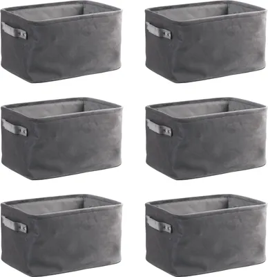 Produktbild von Aufbewahrungskörbe - 33 x 23 cm - Grau - Samt - mit Griffen - 6er Set