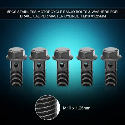 Zdjęcie produktu dla 5 sztuk motocyklowych śrub i podkładek banjo do zacisku hamulcowego pompy hamulcowej M10 x 1,25 mm