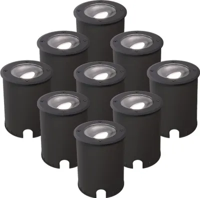 Image de HOFTRONIC - Spot au sol LED 5W IP67 Dimmable Noir lot de 9