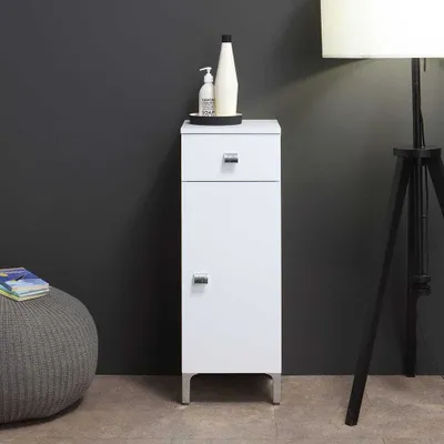 Produktbild von Unterschrank auf Füßen, mit Tür und Schublade , weiß | Easy