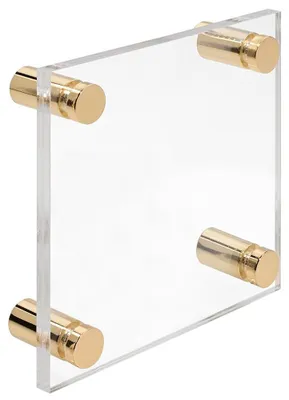 Produktbild von Firmenschild Namensschild Acrylglas 100x100 mm – inkl. 4 Messing-Abstandshalter 13×19 mm, Gold Türschild