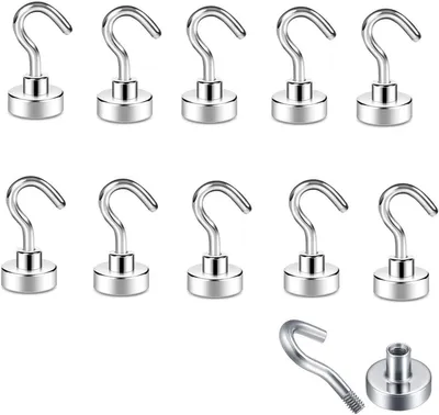 Produktbild von PromoHome® Magnetische Haken 10 kg Set mit 10 - Extra Stark - 16 mm - für Kühlschrank, Küche, Garage, Büro