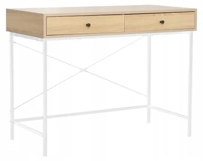 Zdjęcie produktu dla Biurko z szufladą loftowe komputerowe 100 x 48 cm kolor biały i dąb naturalny FURNITEX B11-FX
