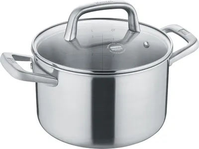 Produktbild von Kochtopf mit Glasdeckel 20 oder 24 cm, poliert - Tricion Resist