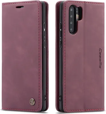 Immagine prodotto di Custodia Huawei P30 Pro, Custodia retrò in Finto cuoio, tasche per carte, chiusura magnetica, custodia con funzione stand per Huawei P30 Pro rosso