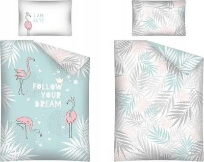 Produktbild von Detexpol Flamingi Kinderbettwäsche Baumwolle 90x120 Rosa Mint