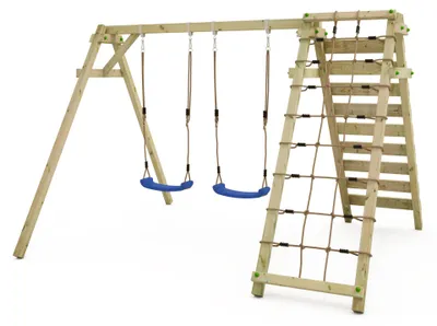 Immagine prodotto di Altalena per bambini Wickey Smart Cliff con parete da arrampicata e sedili blu