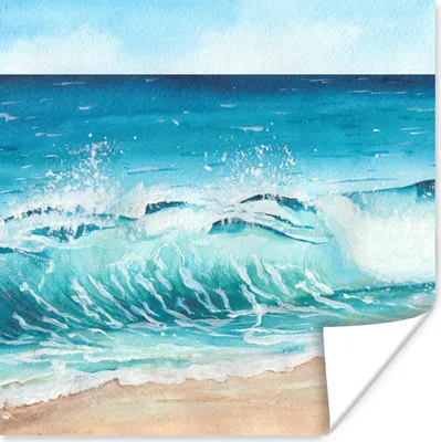 Produktbild von MuchoWow® Poster Golf - Strand - Aquarell 75x75 cm - Wand Dekoration