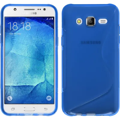 Produktbild von PhoneNatic Case kompatibel mit Samsung Galaxy J7 (2015 / J700) - blau Silikon Hülle S-Style + 2 Schutzfolien