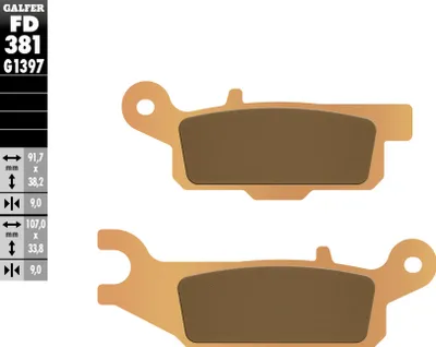 Productafbeelding van Remblokken Kh446, Gesinterd, Metallic (Goud), Voor Atv, Geschikt Voor Yamaha Yfm 550/700, Rechts Achter