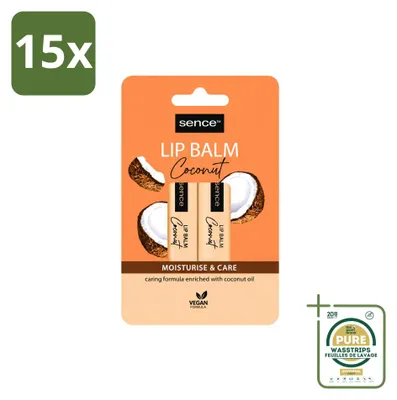 Image de 15 baumes à lèvres hydratants et nourrissants Sence - Coco - 4,3 g - Lot de 15 pièces