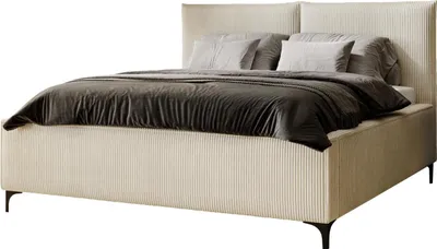 Produktbild von MIRJAN24 Polsterbett Leon Cord, Doppelbett mit Bettkasten, Ehebett, Gasdruckfeder, Lattenrost (Farbe: Poso 100, Größe: 160x200 cm)