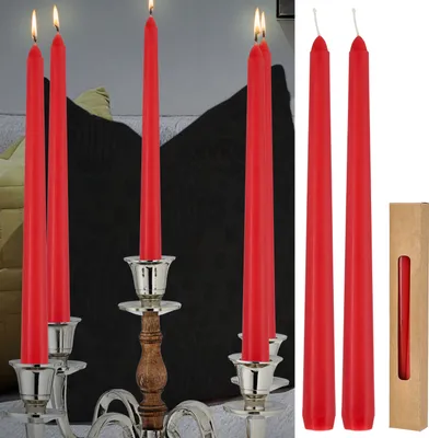 Produktbild von Stabkerze 2er Set rot 2x25cm Paraffin Dekokerze Kerze glänzend Spitzkerze Leuchterkerzen Wachskerze Echtwachs