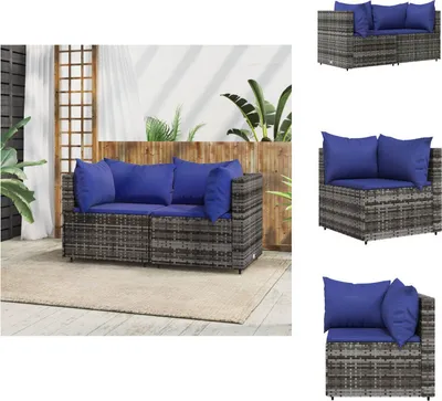 Image de vidaXL Canapé d'angle de jardin avec coussins 2 pcs. Gris Poly Rotin - Canapés de jardin