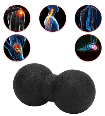 Produktbild von Faszienmassageball Duo (12 cm, schwarz): Punktuelle Massage für Nacken, Rücken & mehr. Einfache Anwendung für effektive Entspannung
