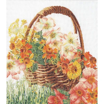 Produktbild von Thea Gouverneur Kreuzstich-Set „Blumenkorb Aida“, 35 x 39 cm
