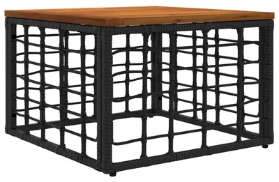 Obrázok produktu pre Záhradný stôl Čierna a prírodná 55 x 55 x 37 cm PE ratan a sklo
