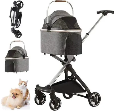 Image de Chariot 3-en-1 pour chiens et chats, équipé de bandes Velcro, pour un usage quotidien - Chariot tout-terrain pour chiens et chats avec châssis amovible