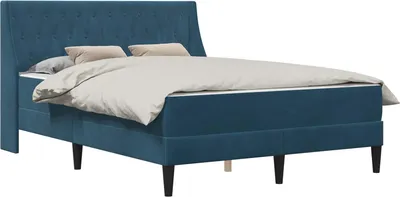 Image de vidaXL Cadre de lit avec matelas avec matelas bleu 180 x 200 cm velours