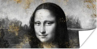 Produktbild von MuchoWow® Poster Mona Lisa - Da Vinci - Schwarz - Weiß - Gold 40x20 cm - Poster für die Wand - Poster Schlafzimmer
