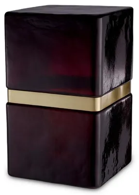 Produktbild von Casa Padrino Luxus Glas Beistelltisch Schwarz / Antik Messing 30 x 30 x H. 49,5 cm - Luxus Möbel