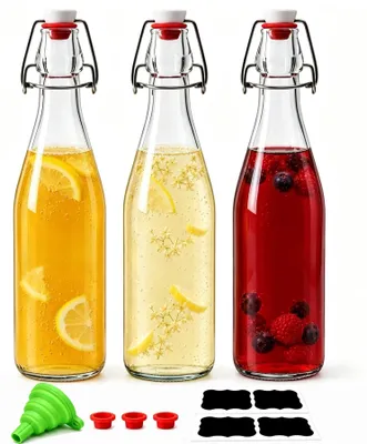 Image de Bouteilles en verre de 500 ml avec bouchon à vis, lot de 3, pour kombucha