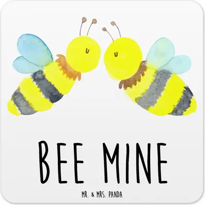 Produktbild von Mr. & Mrs. Panda Tassenuntersetzer Biene Liebe 6er Set - Weiß - Geschenk, Tischuntersetzer, Untersetzer für Gläser, Coaster, Glas-Untersetzer