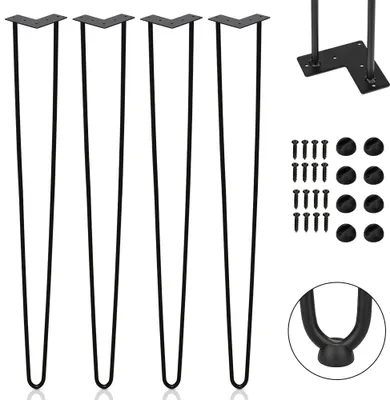Produktbild von Aopunly 4x 72cm Hairpin Legs Tischbeine Haarnadelbeine 2 Bügel Tischgestell DIY Tischkufen Esstisch Schwarz