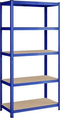 Produktbild von Famanu Regalsystem mit 5 Ablagen – Verstellbare Ablagen – 180 x 90 x 40 cm – Bis 875 kg Tragkraft – Blau