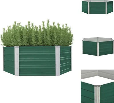 Zdjęcie produktu dla vidaXL Podwyższona grządka 129 x 129 x 46 cm Stal ocynkowana Zielona - Donice i doniczki