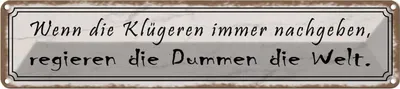 Immagine prodotto di vianmo Insegna di latta 10x46 cm Klügere nachgeben regieren Dumme